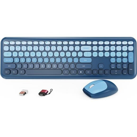Wireless retro typewriter keyboard and mouse combo full size ergonomic pc office - Picture 1 of 8